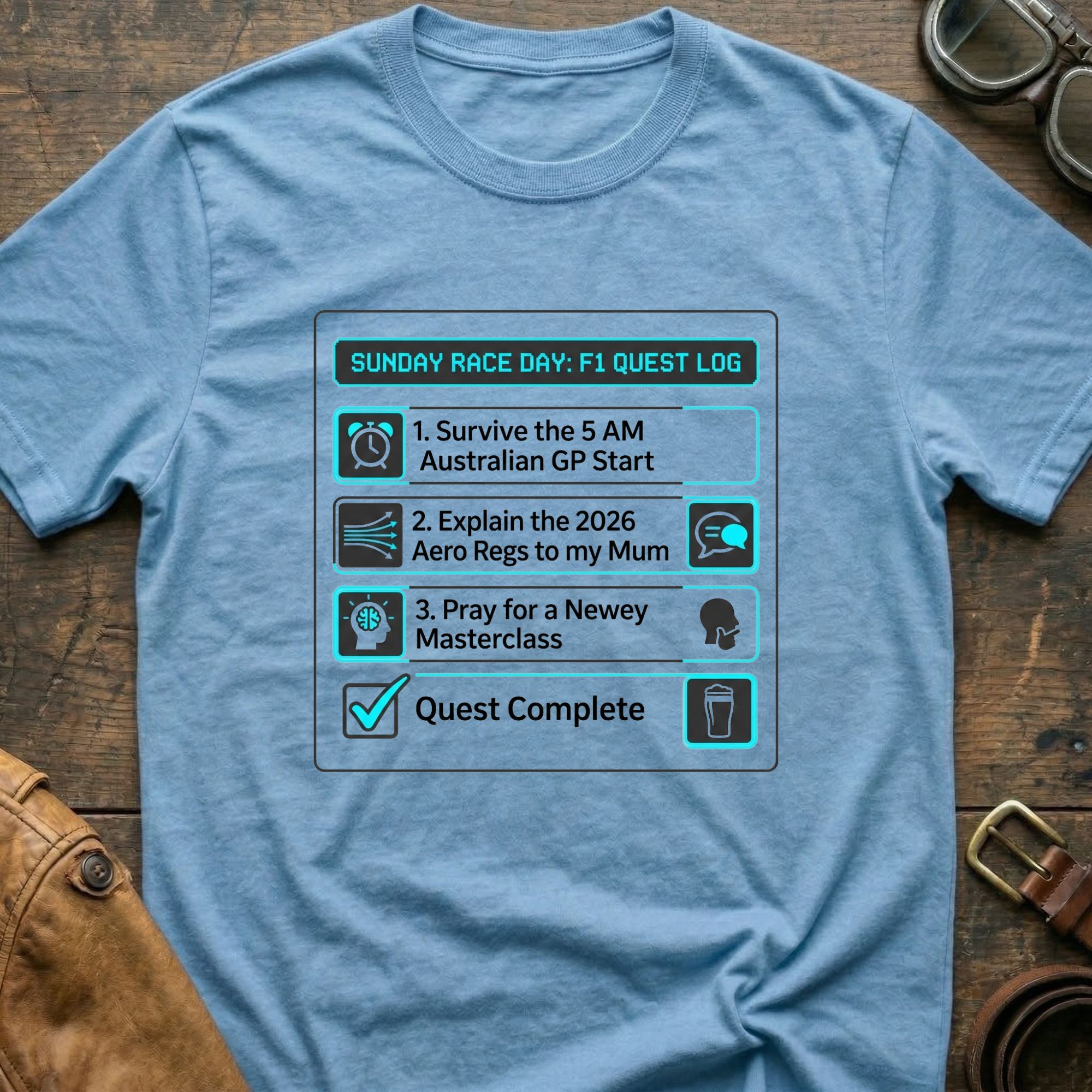 Sunday Race Day:  F1 Quest Log T Shirt