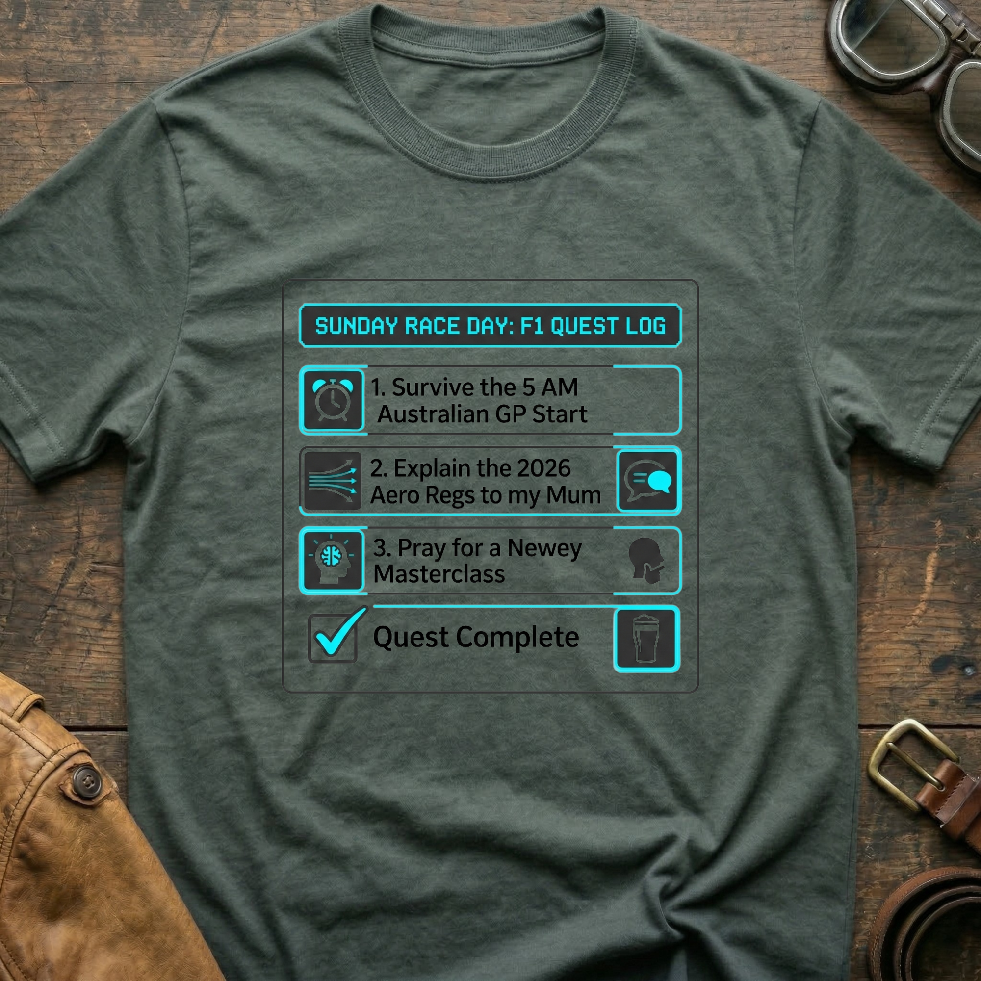 Sunday Race Day:  F1 Quest Log T Shirt