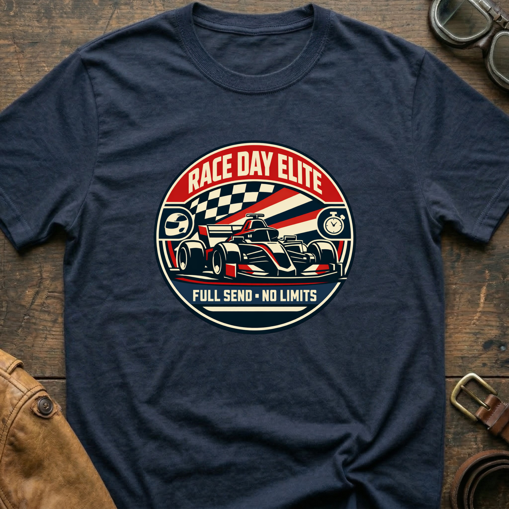 Race Day Elite T-Shirt — 'Full Send • No Limits' Vintage Racing Tee