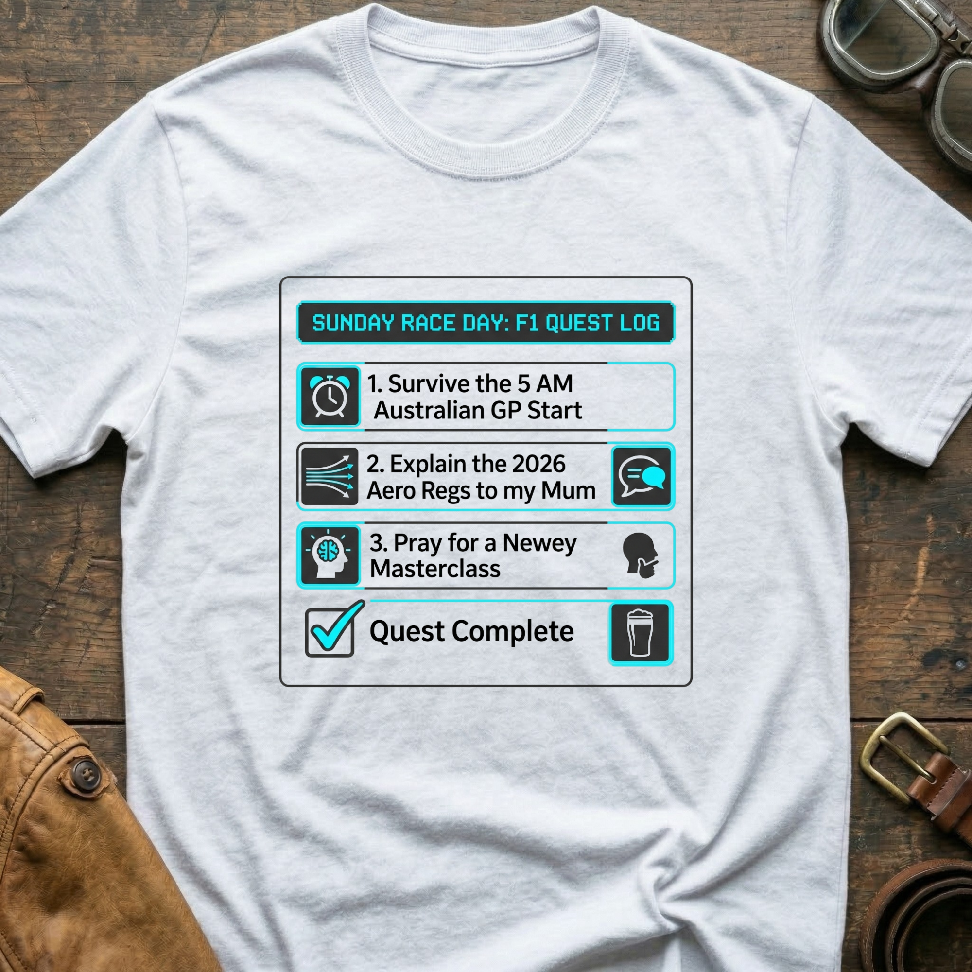 Sunday Race Day:  F1 Quest Log T Shirt